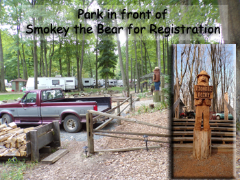 Park in front of Smokey the Bear
